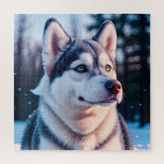 Husky Stares in de winter Legpuzzel (Verticaal)