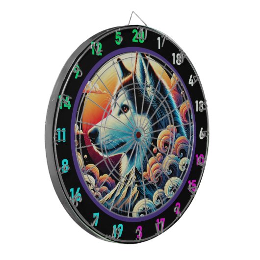 Husky Twilight Mountain Wall Design Dartbord (Voorkant Links)