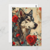 Husky Valentijnsdag Briefkaart (Voorkant / Achterkant)