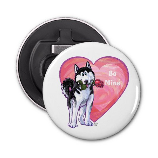Husky Valentijnsdag Button Flesopener (Voorkant)