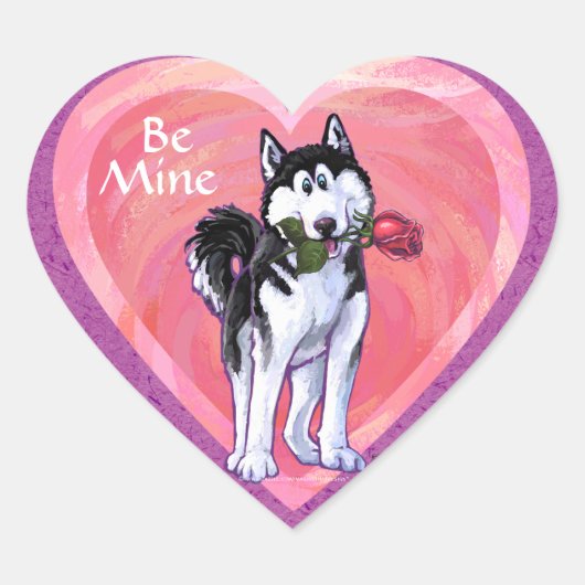 Husky Valentijnsdag Hart Sticker (Voorkant)