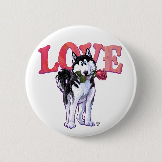 Husky Valentijnsdag Ronde Button 5,7 Cm (Voorkant)