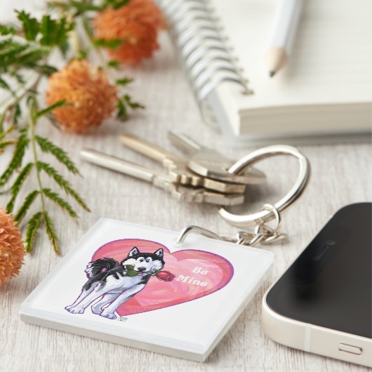 Husky Valentijnsdag Sleutelhanger (Voorkant Rechts)