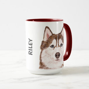 Husky Waterverf Personalized Mug Mok