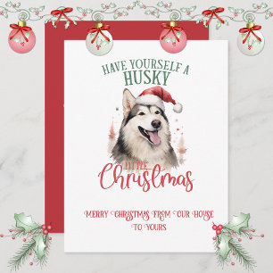 Husky Whimsical Kerstmis Feestdagenkaart