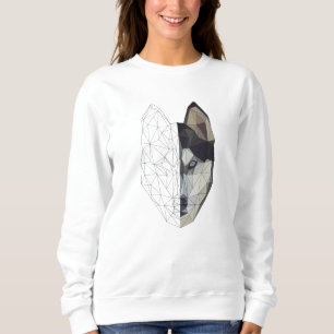 Husky Wolf Dog Puppy Animal - Geometrisch met laag Trui