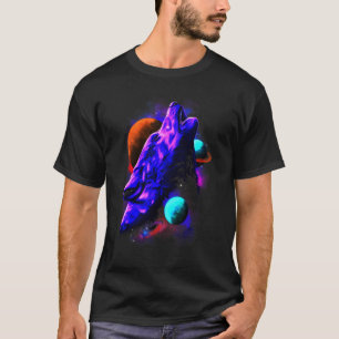 Husky Wolf Icy Moon Galaxy T-shirt