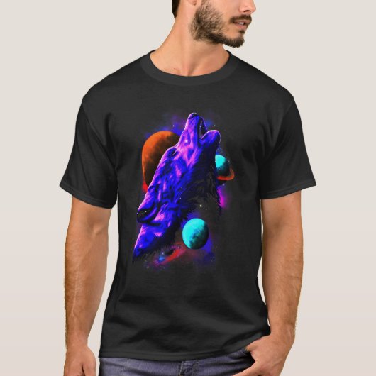 Husky Wolf Icy Moon Galaxy T-shirt (Voorkant)