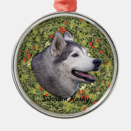 Husky Wreath Metalen Ornament