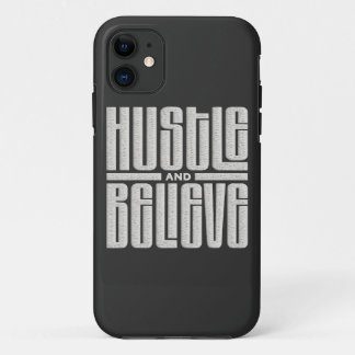 Hustle and Believe Motivatie geborduurde stijl iPhone 11 Hoesje
