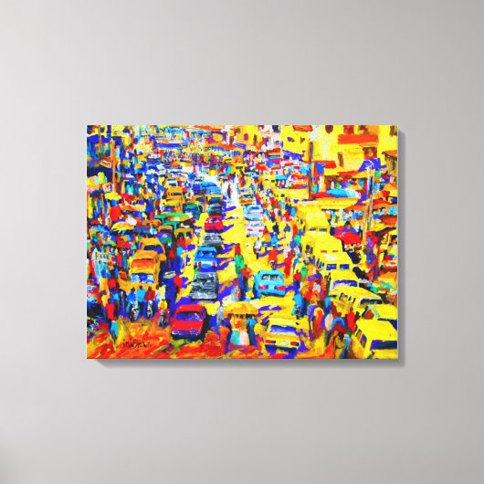 Hustle en Ritme in Ini Brown Canvas Afdruk (Voorkant)