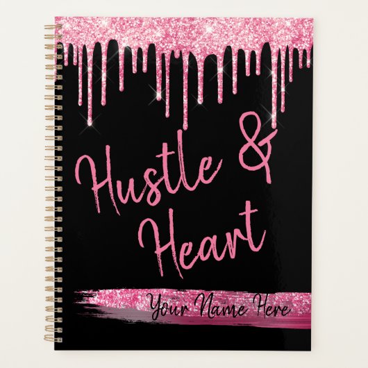 Hustle et coeur Noir et rose Parties scintillant f (Devant)