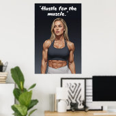 Hustle for the Muscle – Fitness Motivation Poster (Bureau à domicile)