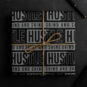 Hustle Grind en Shine Motivatie Quote Cadeaupapier