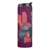 Hustle Hard - Pitbull hond met geld en sigaar Thermosbeker (Gedraaid links)