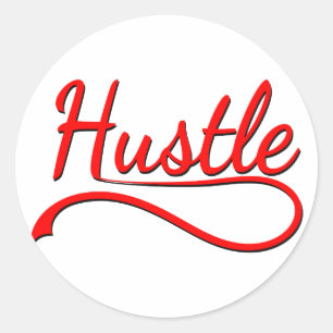 Hustle Typography Art Ronde Sticker