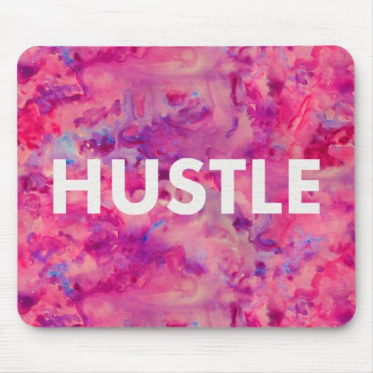 Hustle Waterverf Moderne Typografie Mousepad Muismat (Voorkant)