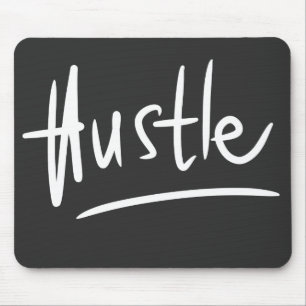 Hustle White Handschreven Typografie Muismat