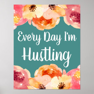 Hustling Chic Trendy Vrouwelijke Waterverf Bloemen Poster