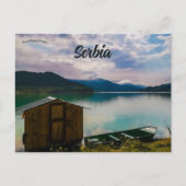 Hut en boot op het meer van Zavoj Servië Briefkaart (Voorkant)