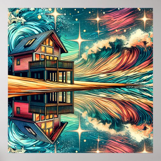 Hut op het strand Ai Art Poster (Voorkant)