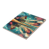 Hut op het strand Ai Art Tegeltje (Zijkant)