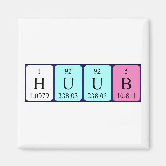 Huub periodiek table name magnet magneet (Voorkant)