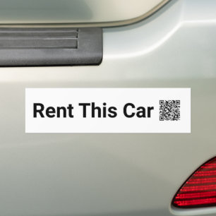 Huur deze auto Toevoegen app naam zwart-wit QR-cod Bumpersticker