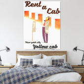 Huur een Cab. NYC Yellow cab-poster Canvas Afdruk (Insitu (Slaapkamer))