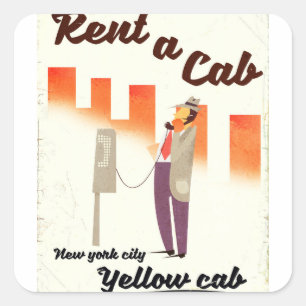 Huur een taxi! NYC Gele taxi poster Vierkante Sticker