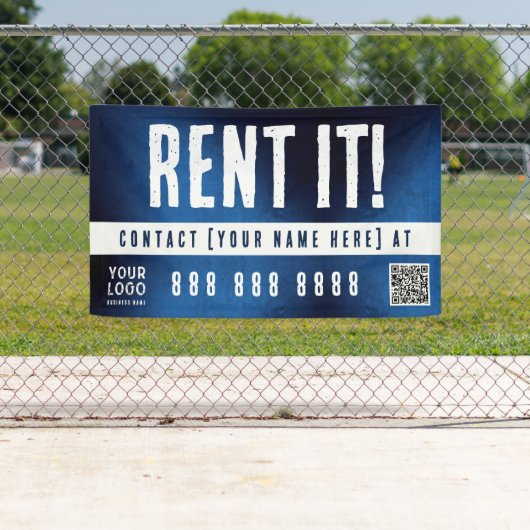 Huur het banner met QR-code Blauwe Grunge Gradiënt (Insitu)