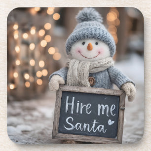 "Huur me Santa" Snowman met een teken Bier Onderzetter