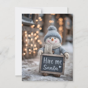 "Huur me Santa" Snowman met een teken Briefkaart