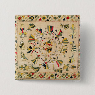 Huur: vierkante borduurplaat waarop Punjabi dan te Button 5,1 Cm