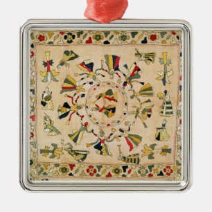 Huur: vierkante borduurplaat waarop Punjabi dan te Metalen Ornament