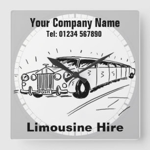 Huurservice voor limousines Cartoon Vierkante Klok