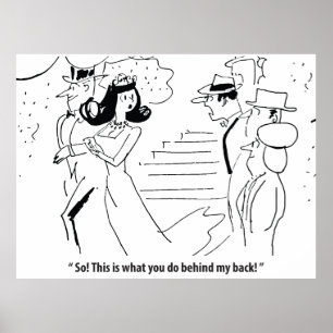 Huwelijk achter zijn rug, humoristisch poster