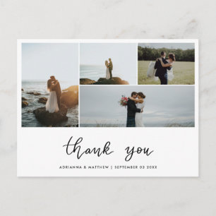 Huwelijk Bedankt Script Elegante Foto Collage Briefkaart