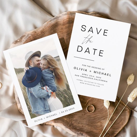 Huwelijk Bewaar de Datum Foto Minimalistisch Save The Date