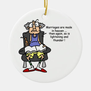 Huwelijk, bliksem, donder Humor Keramisch Ornament