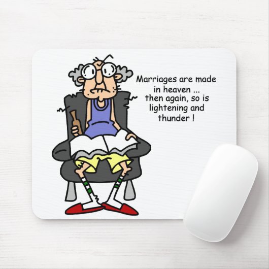 Huwelijk, bliksem, donder Humor Muismat (Met muis)