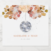 Huwelijk Bloemen Disco Bal Elegant Chic Sparkling Wijnetiket (Enkel label)