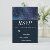 Huwelijk Celestial Star Night Navy Romantisch RSVP Kaartje (Staand voorkant)