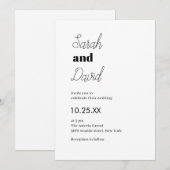 Huwelijk chic Modern zwart-wit bruiloft Kaart (Voorkant / Achterkant)