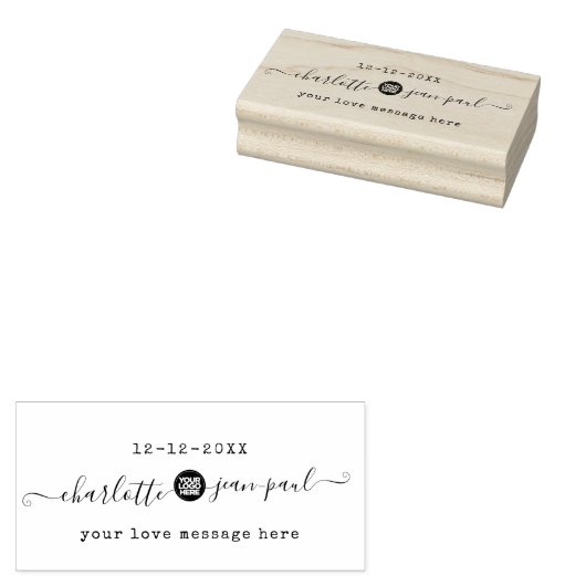 Huwelijk Chic Script Rubberstempel (Gestempeld)