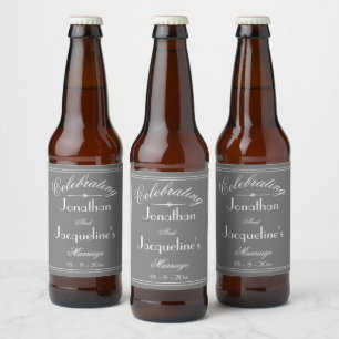 Huwelijk Custom Namen Grijs Wit Schattige Chic Coo Bier Etiket