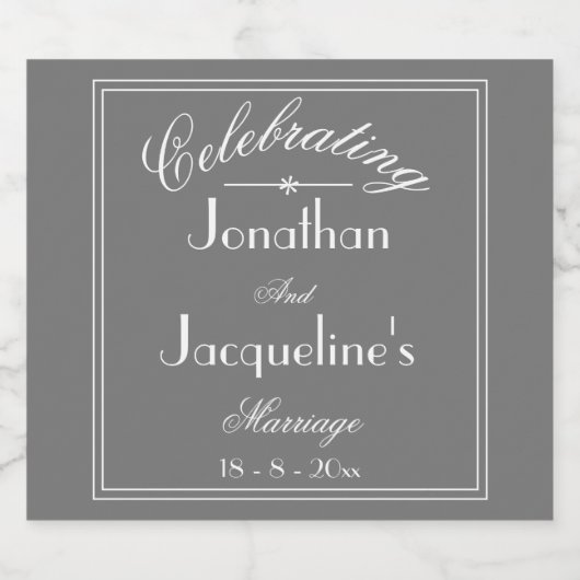 Huwelijk Custom Namen Grijs Wit Schattige Chic Coo Bier Etiket (Enkel label)