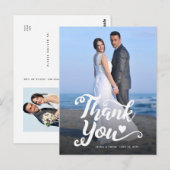 Huwelijk Dank Je Wel | Witte Script Over Foto Briefkaart (Voorkant / Achterkant)