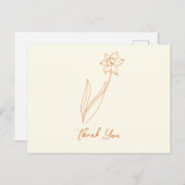 Huwelijk Dank u Daffodil Briefkaart (Voorkant / Achterkant)