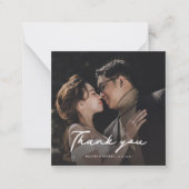 Huwelijk Dank u Elegant Fotoscript Custom Notitiekaartje (Voorkant)